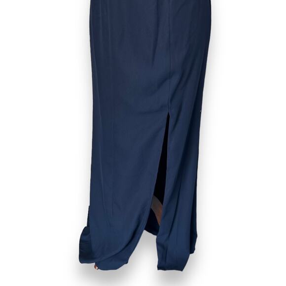 NEW Nordstrom Navy Blue Column Gown Size 0 Minimalist Quiet Luxury Prom Formal - Picture 5 of 11